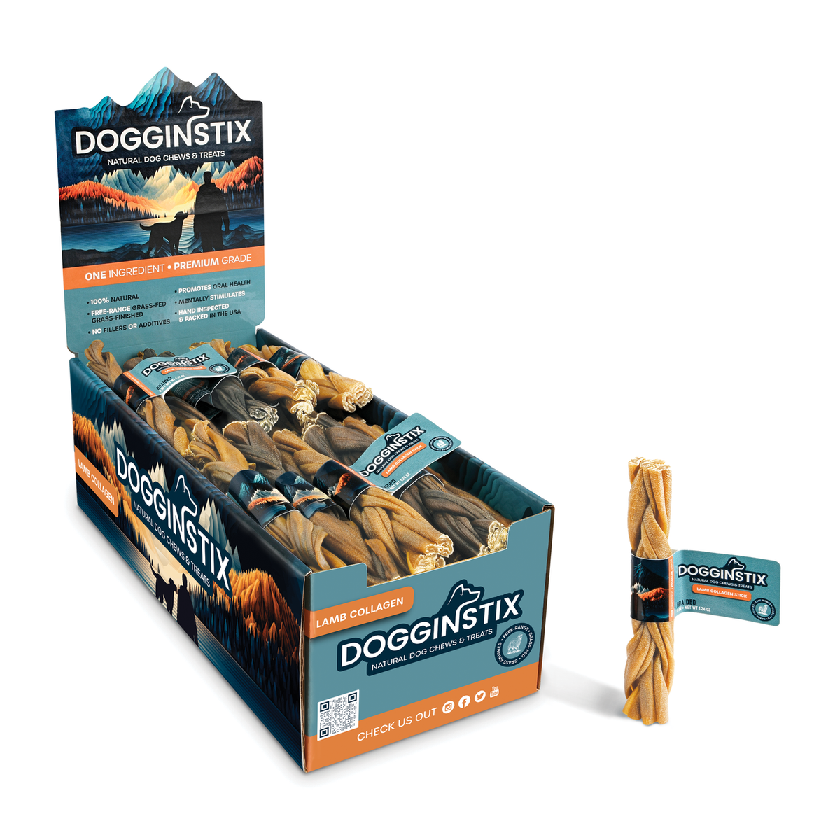 DOGGINSTIX Braided Lamb Collagen Wags Whiskers & Wings Pet Supplies Ltd.