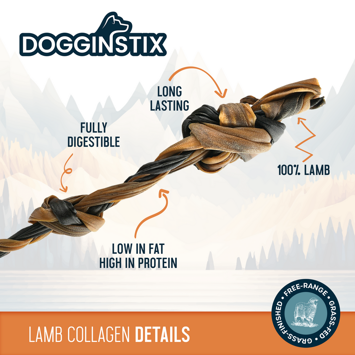 DOGGINSTIX Braided Lamb Collagen Wags Whiskers & Wings Pet Supplies Ltd.